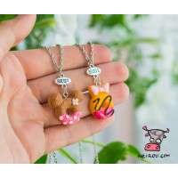 Кулон для двоих друзей "Best Buds .Сладкие пончики Pink"